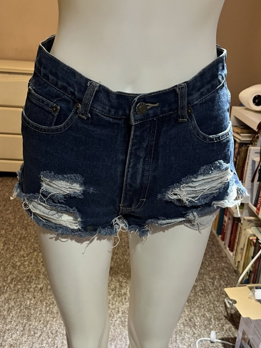 ripped distressed denim mini short